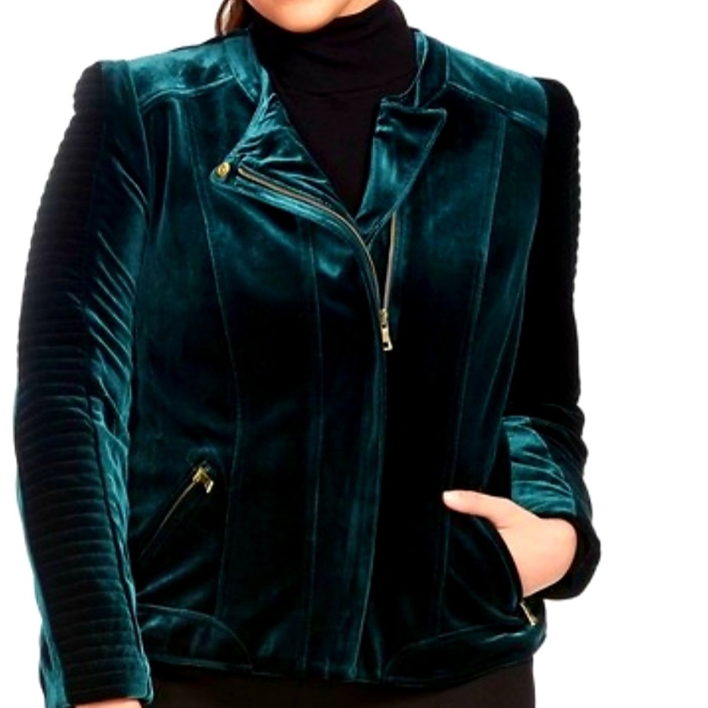 INC emerald velvet jacket
